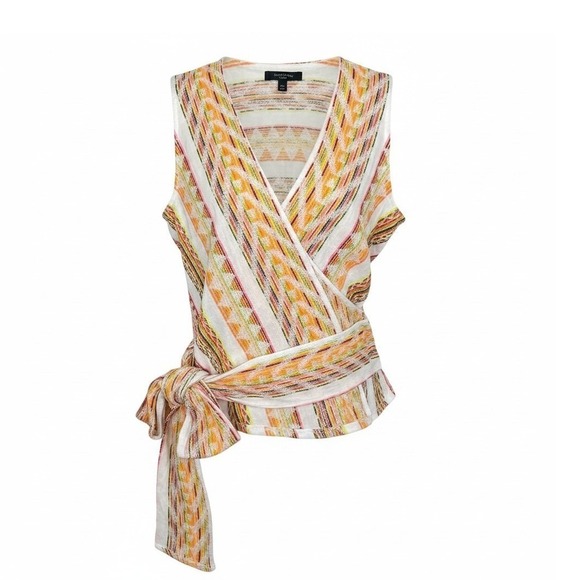 Dolan Left Coast Collection Tops - Anthropologie Dolan White Embroidered‎ Wrap Tie Sleeveless Blouse Women's L- NWT